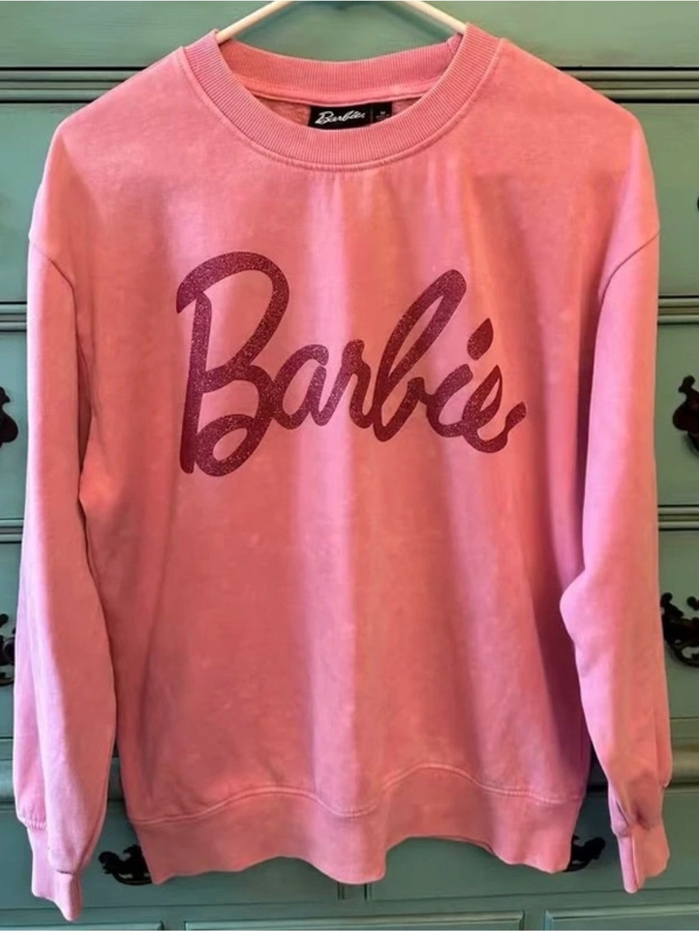Official Barbie x Mattel Pink Acid Wash Graphic Sweatshirt - Size M
